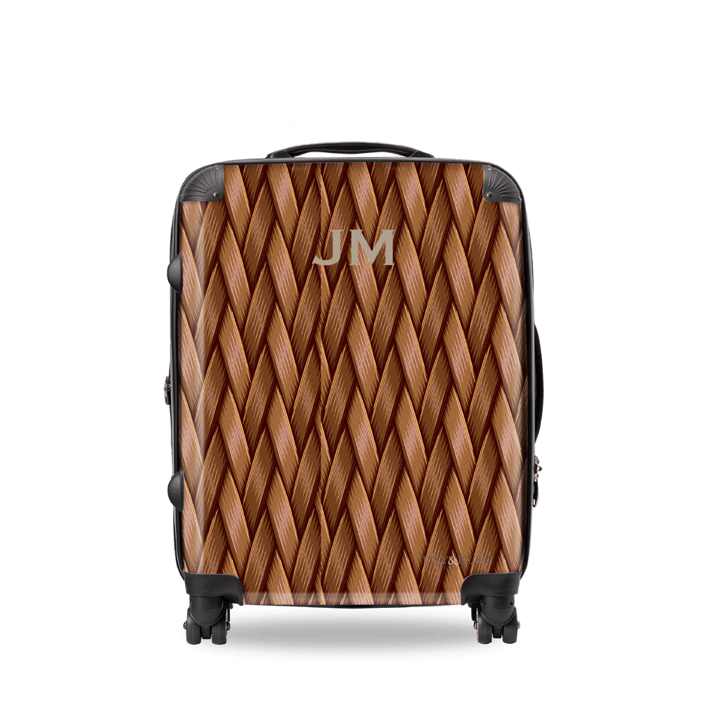 Woven Style Hardshell Luggage - Brown_