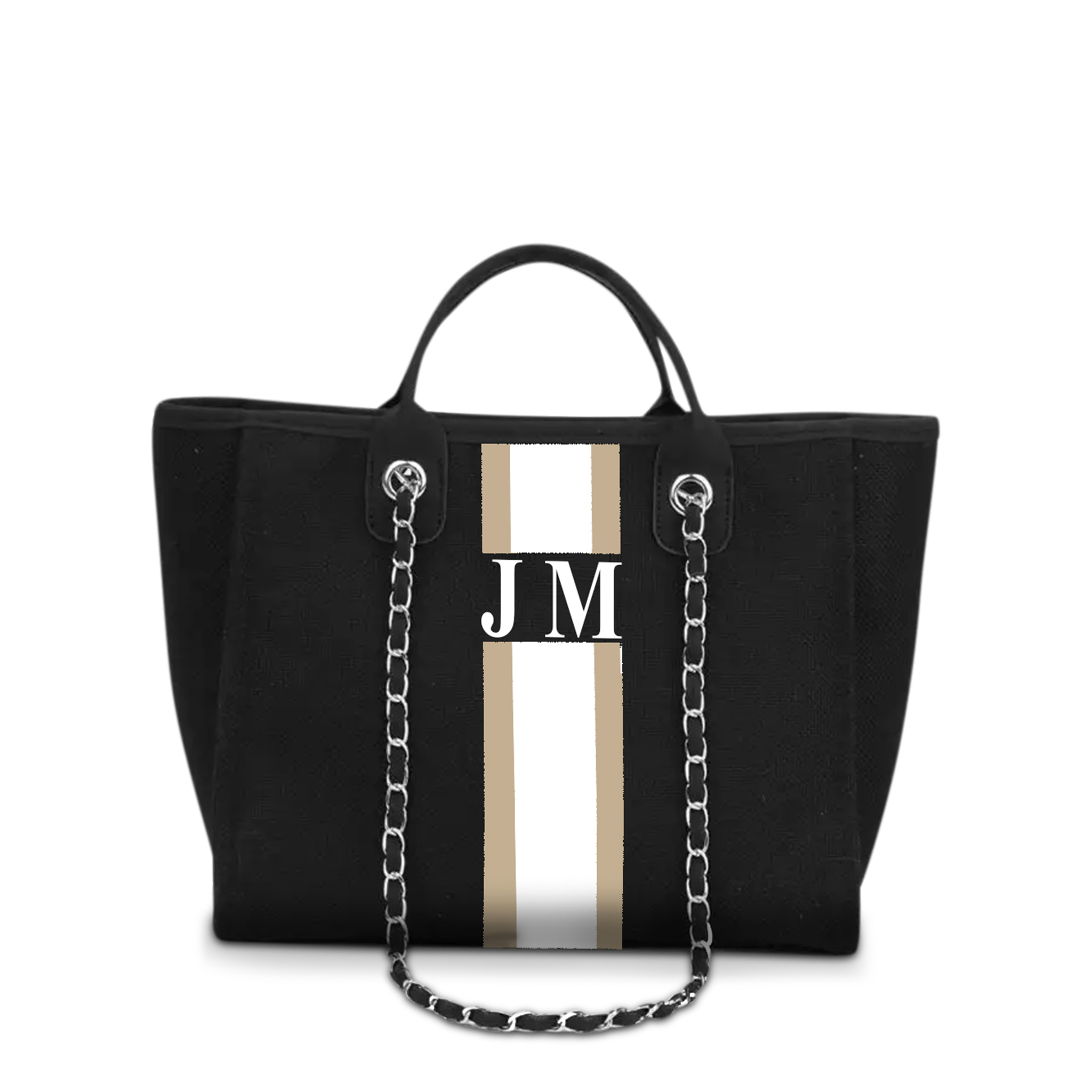 the-lily-canvas-tote-jet-black-with-taupe-and-white-stripes-medium