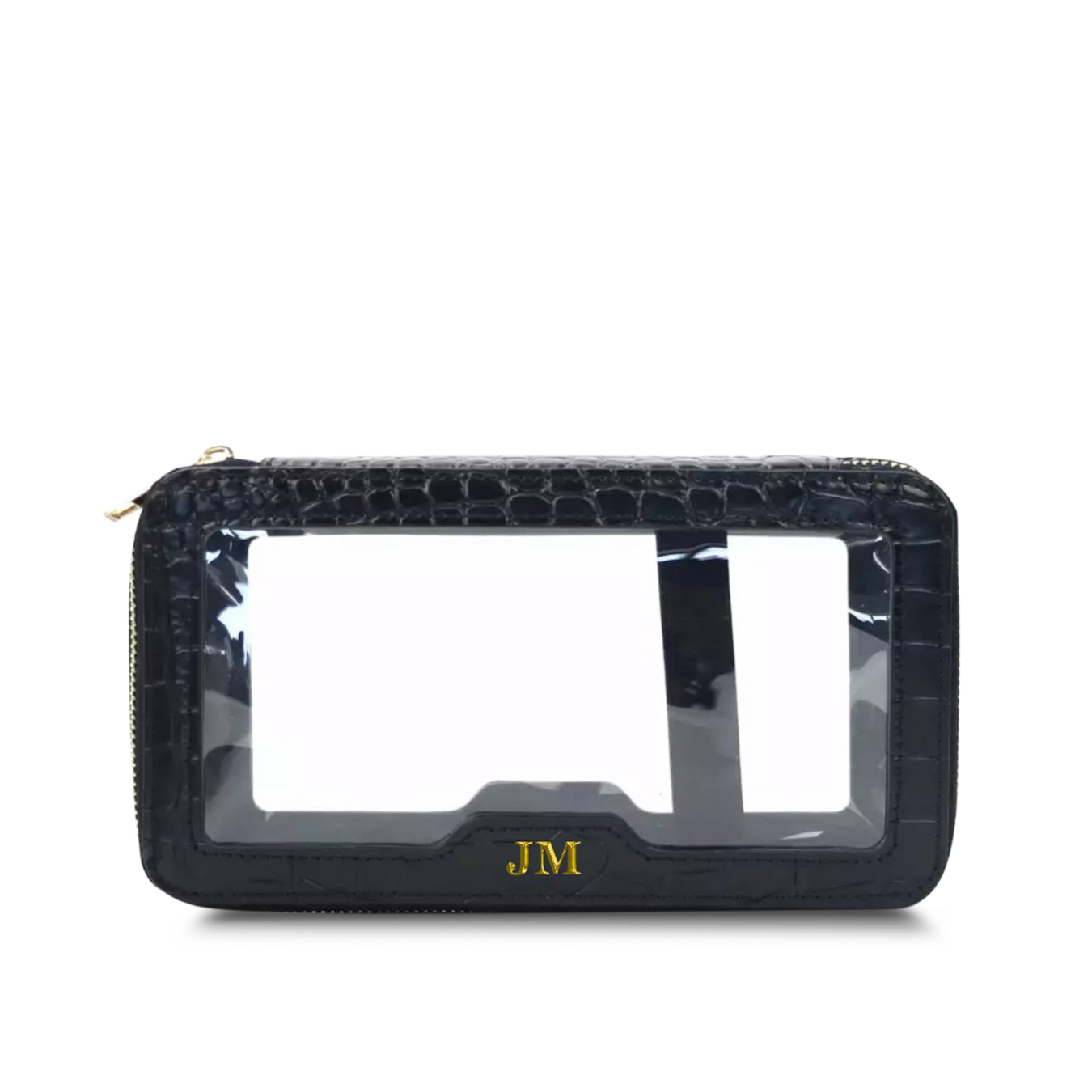 Lily & Bean Transparent Rectangular Makeup Bag Black Crocodile Effect