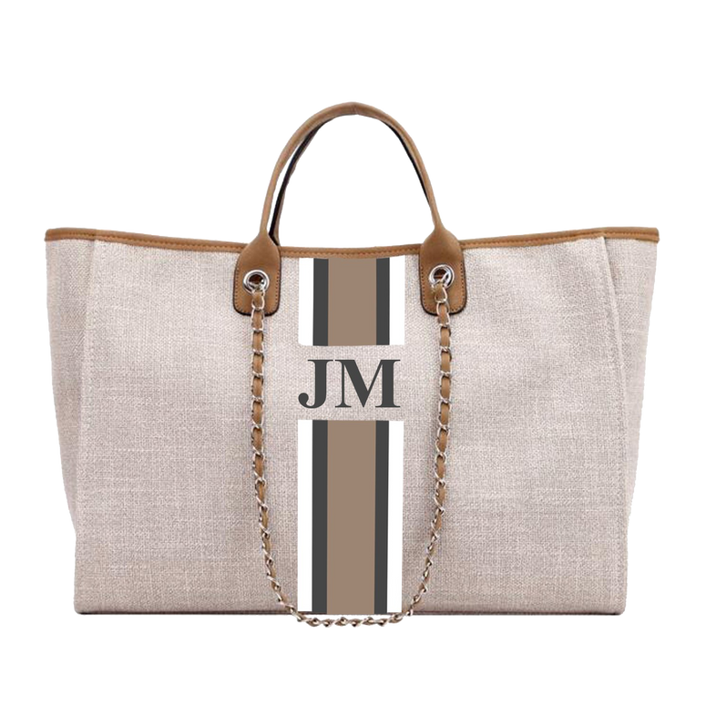 Large Canvas Tote Bag With Monogram -  UK