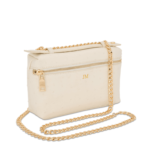 Lily & Bean Eva Chain Bag Ostrich Effect Off White