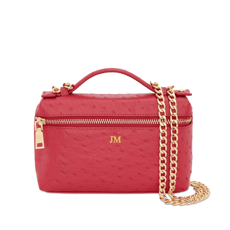 Lily & Bean Eva Chain Bag Ostrich Effect Scarlett Red