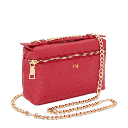 Lily & Bean Eva Chain Bag Ostrich Effect Scarlett Red