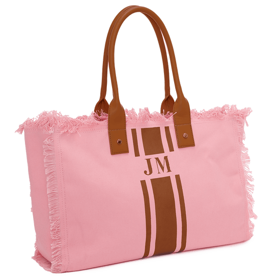 The Lily Fringe Tote - Bubblegum Pink and Tan_bags