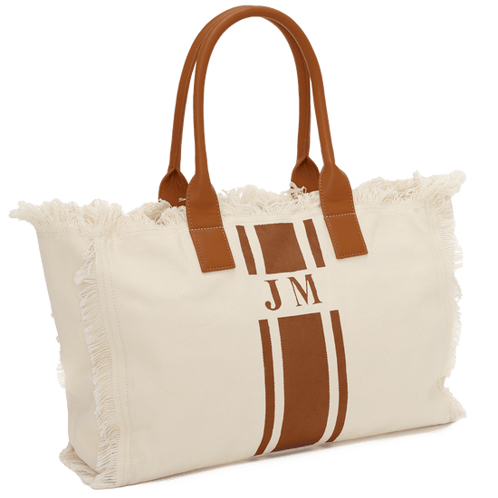 The Lily Fringe Tote - Cream and Tan_bags