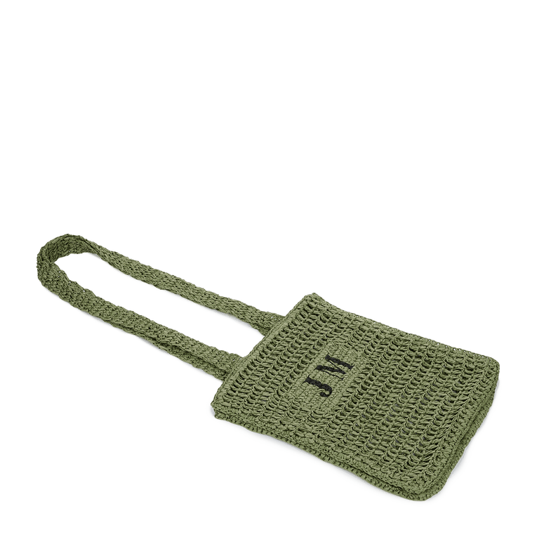 The Lily Lattice Straw Shopper - Army Green_bags