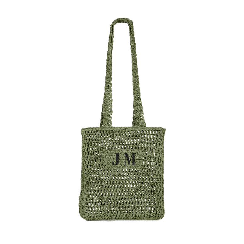 The Lily Lattice Straw Shopper - Army Green_bags