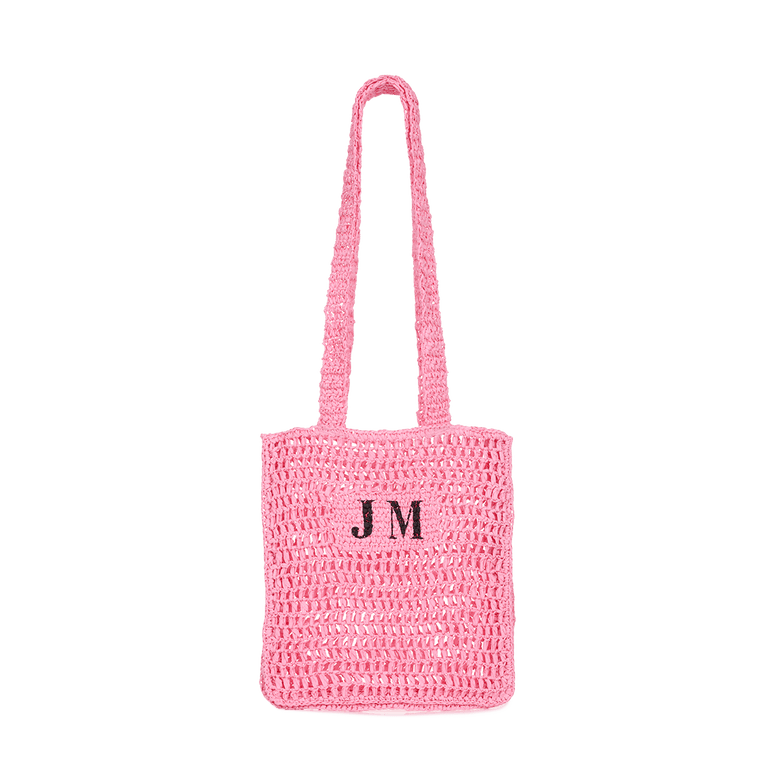 The Lily Lattice Straw Shopper - Candy Pink_bags